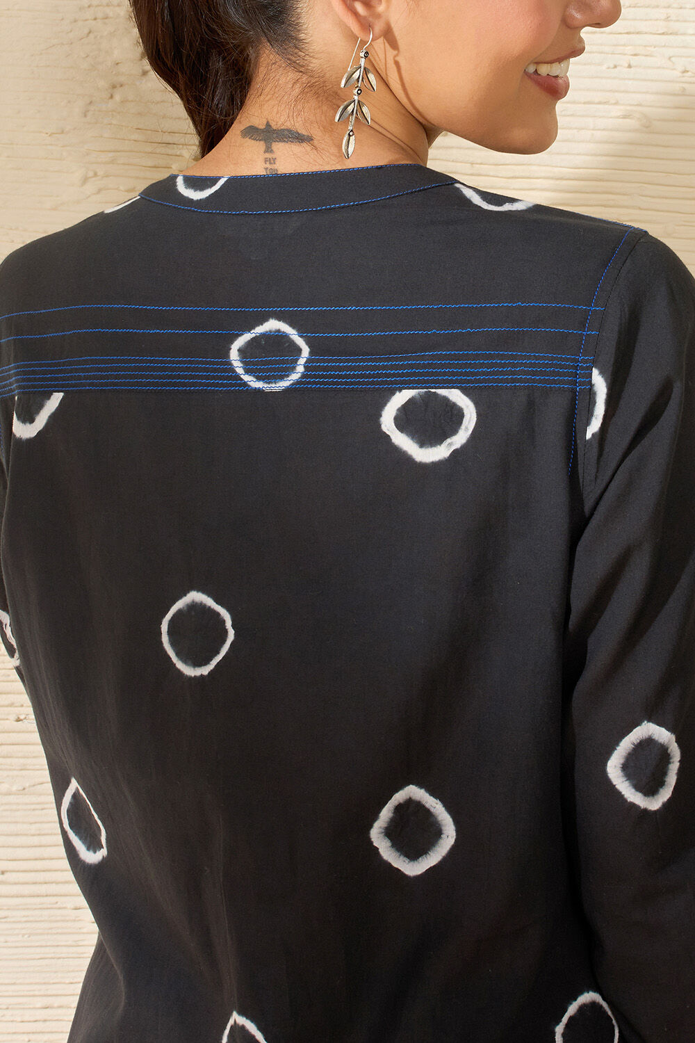 Black Pure Cotton Tie and Dye Kurta image number null
