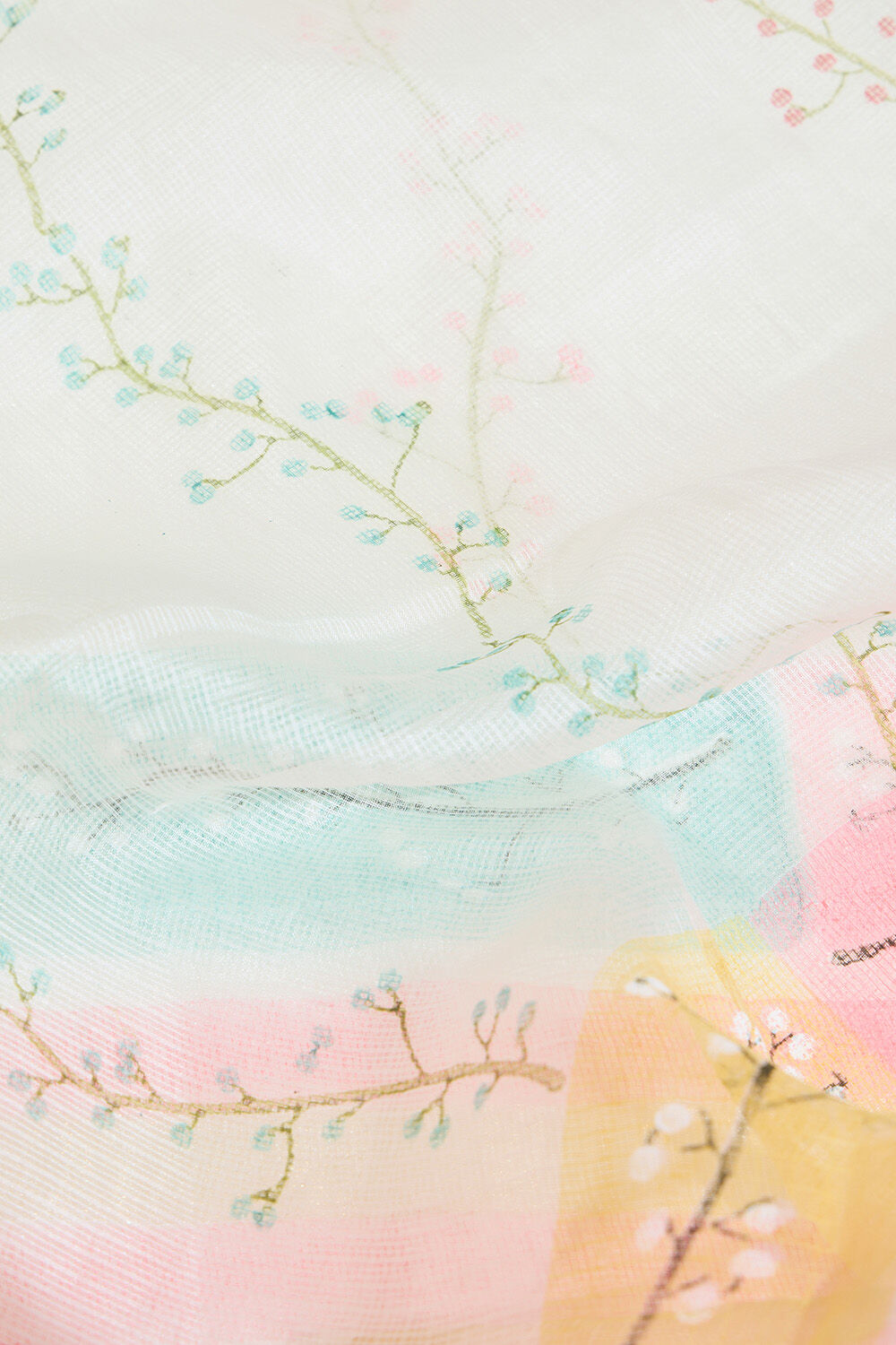 Off White Rajasthan Pure Silk Kota Printed Sanganeri Saree image number null