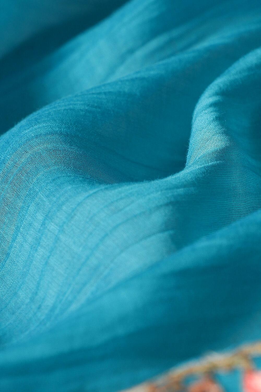 Blue Silk Cotton Embroidered Semistitched Suit Set image number null