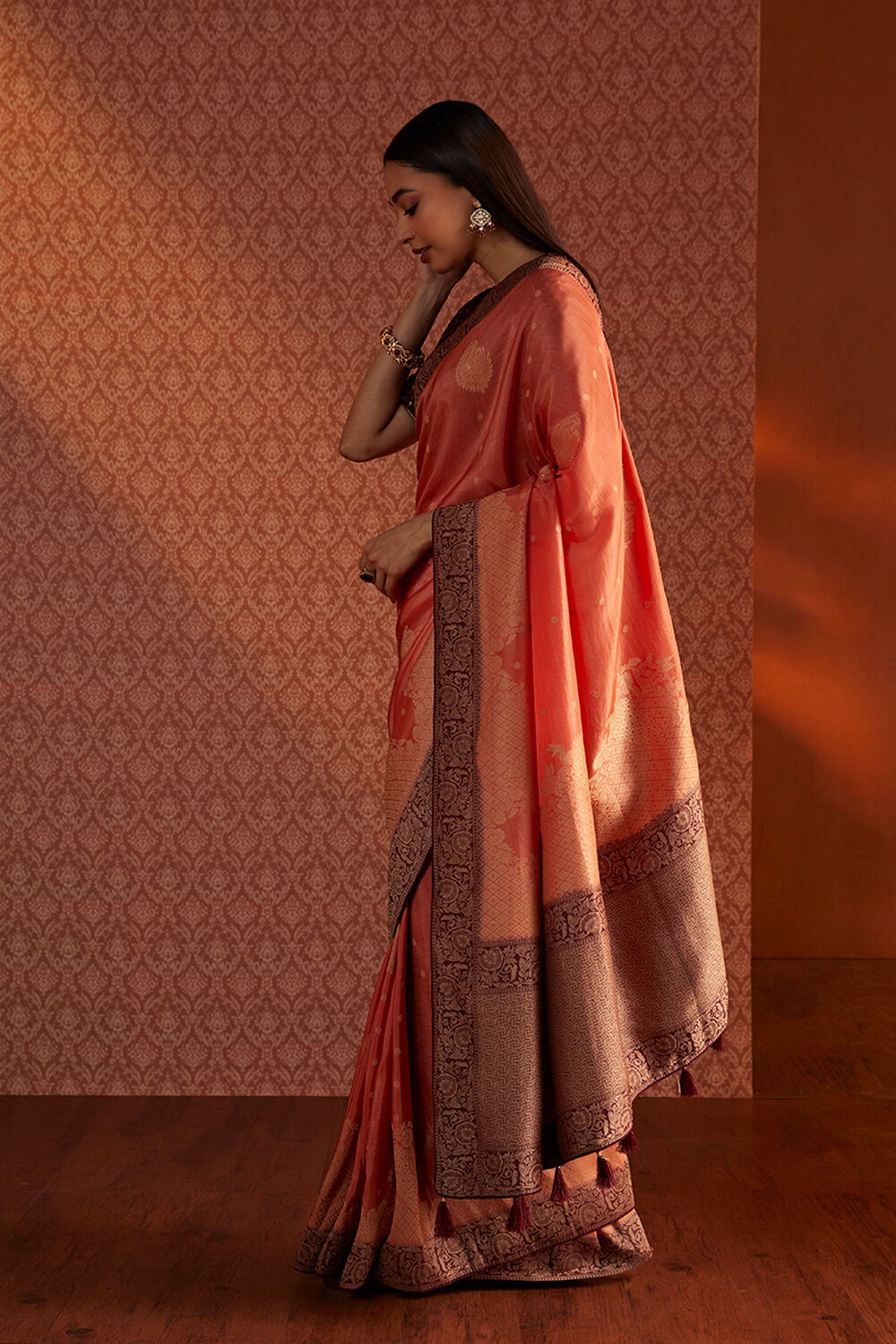Orange Woven Luxe Saree image number null