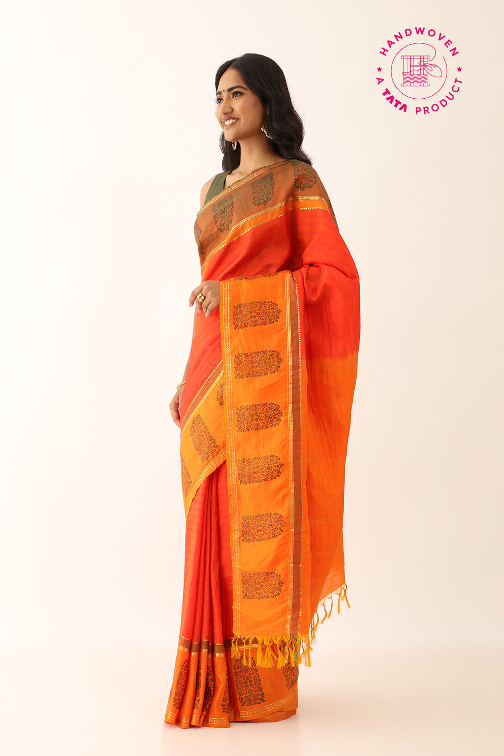 Orange Pure Soft South Printed Saree image number null
