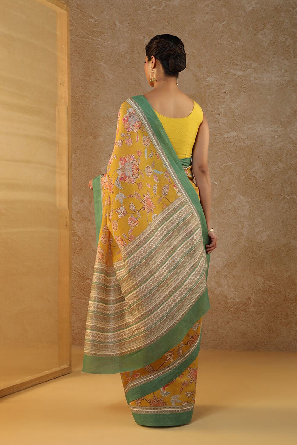 Yellow Rajasthan Screen Printed Pure Silk Cotton Saree image number null