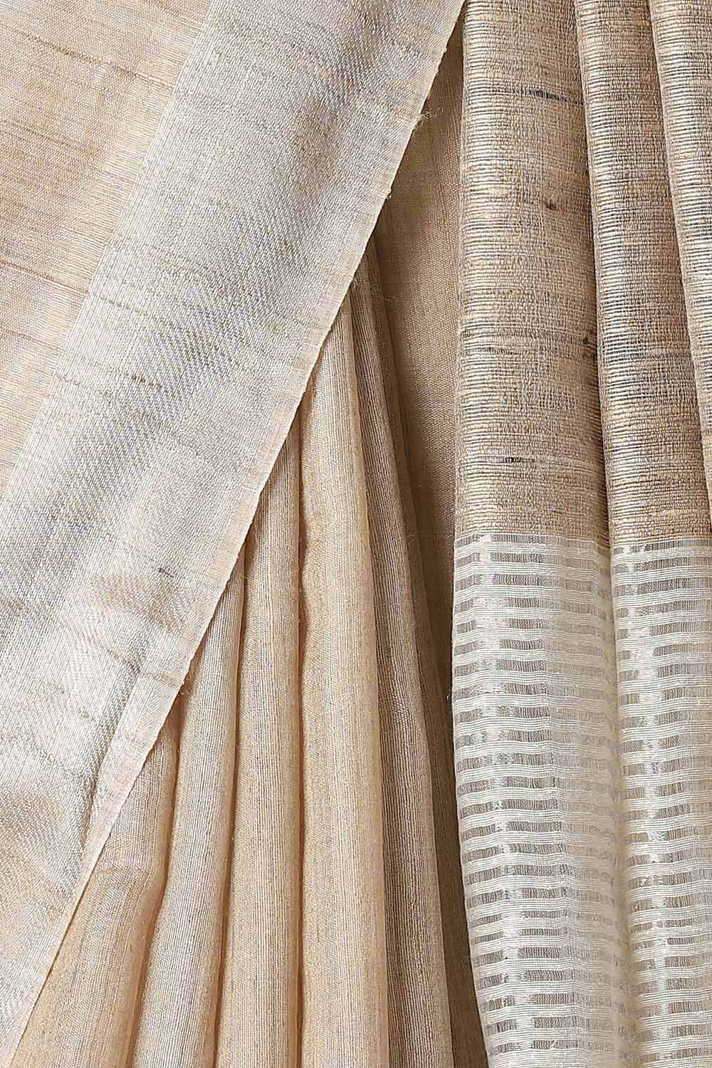 Beige Pure Tussar Bhagalpuri Saree image number null