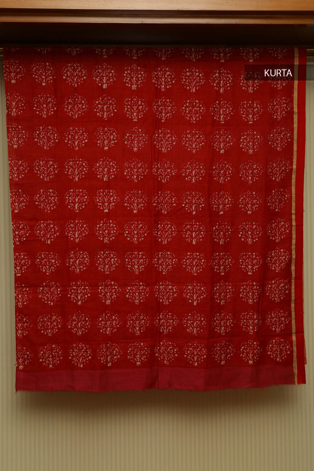 Red Pure Tussar Vanya Suit Set image number null