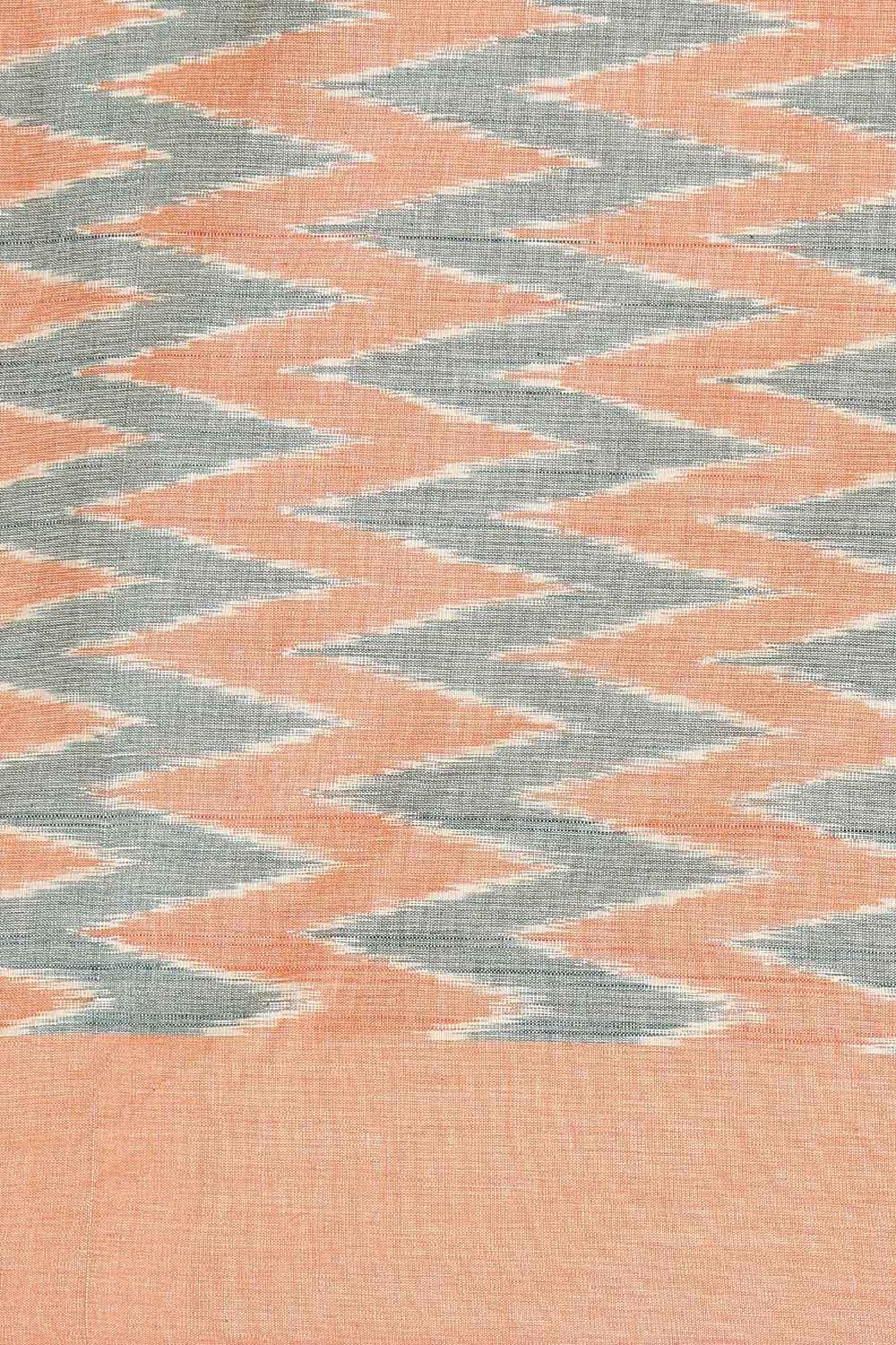 Light Orange Pure Cotton Pochampalli Ikat Saree image number null