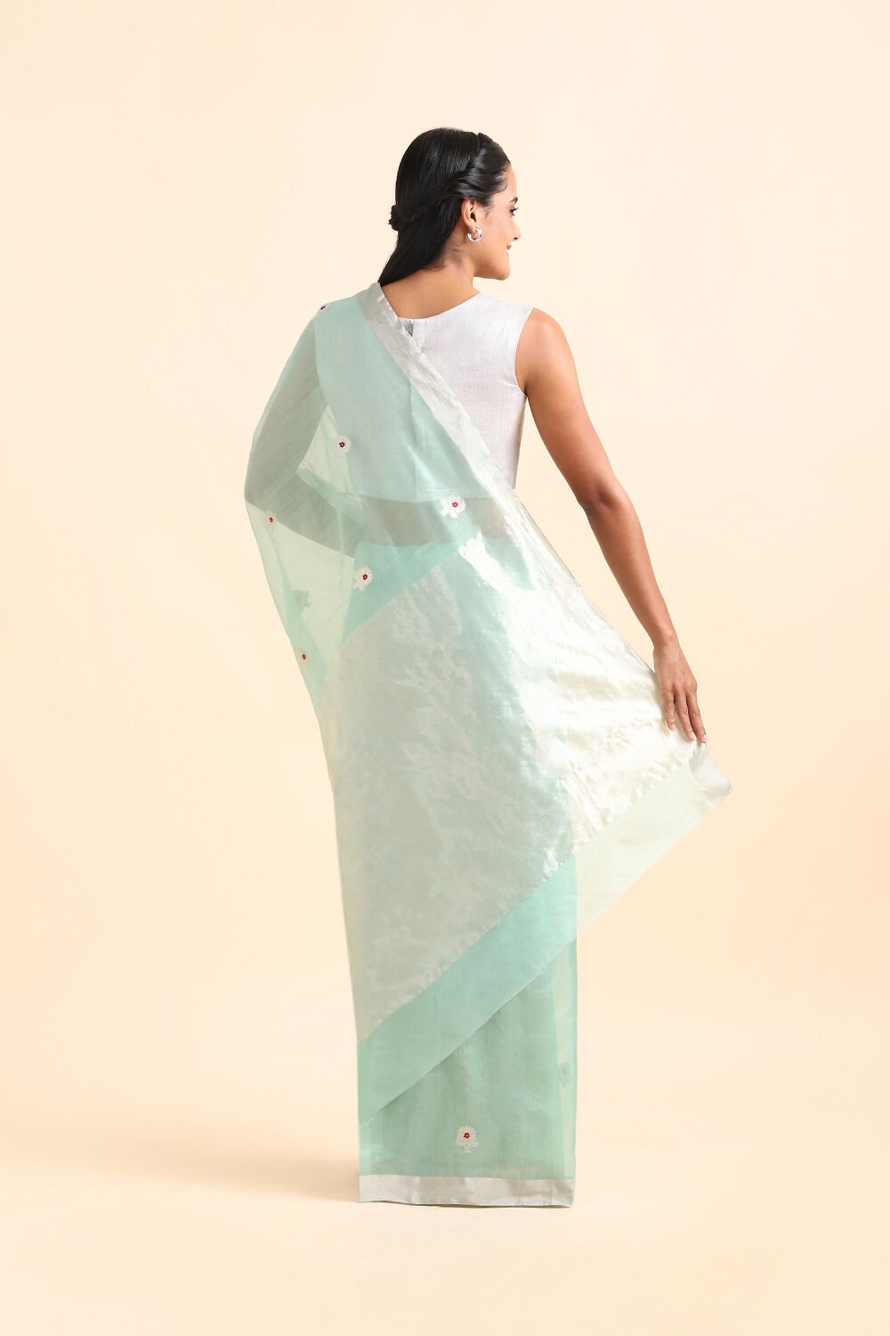 Light Green Pure Silk Cotton Chanderi Saree image number null