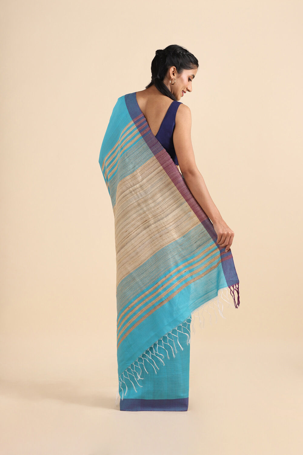 Light Blue Silk Viscose Bhagalpuri Saree image number null