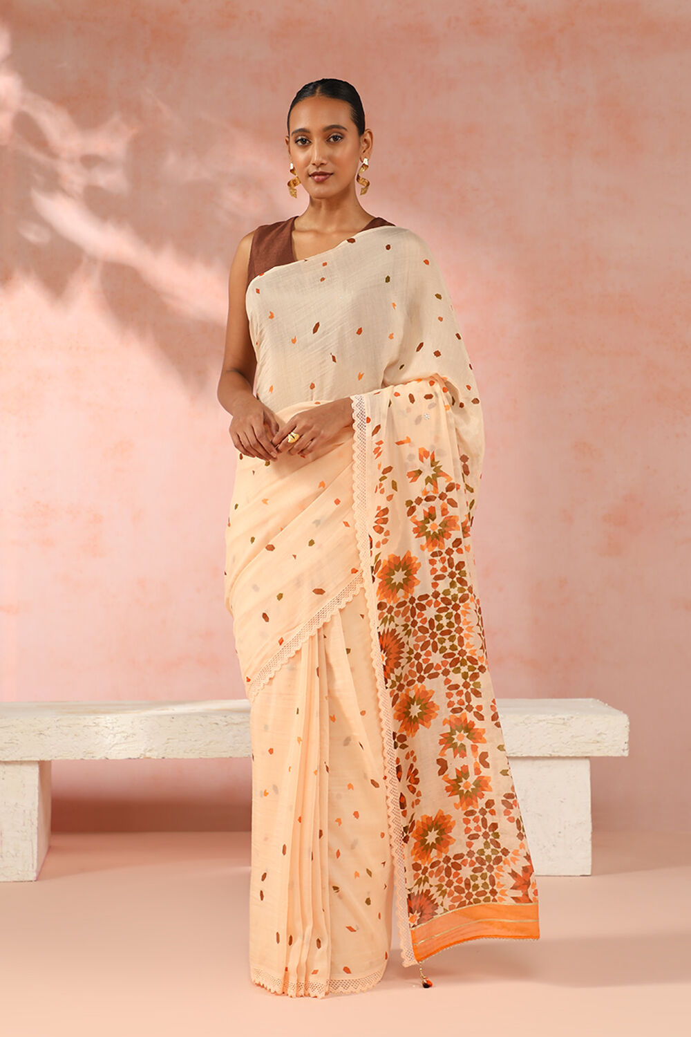 Cream Contemporary Pure Silk Cotton Digital Printed Saree image number null