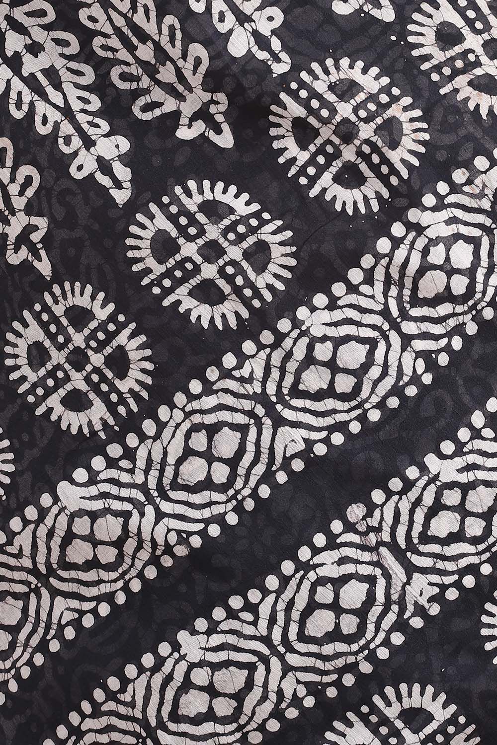 Black Pure Cotton Batik Saree image number null