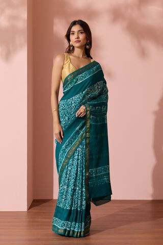 Green Ujjain Pure Silk Cotton Batik Saree thumbnail image number null