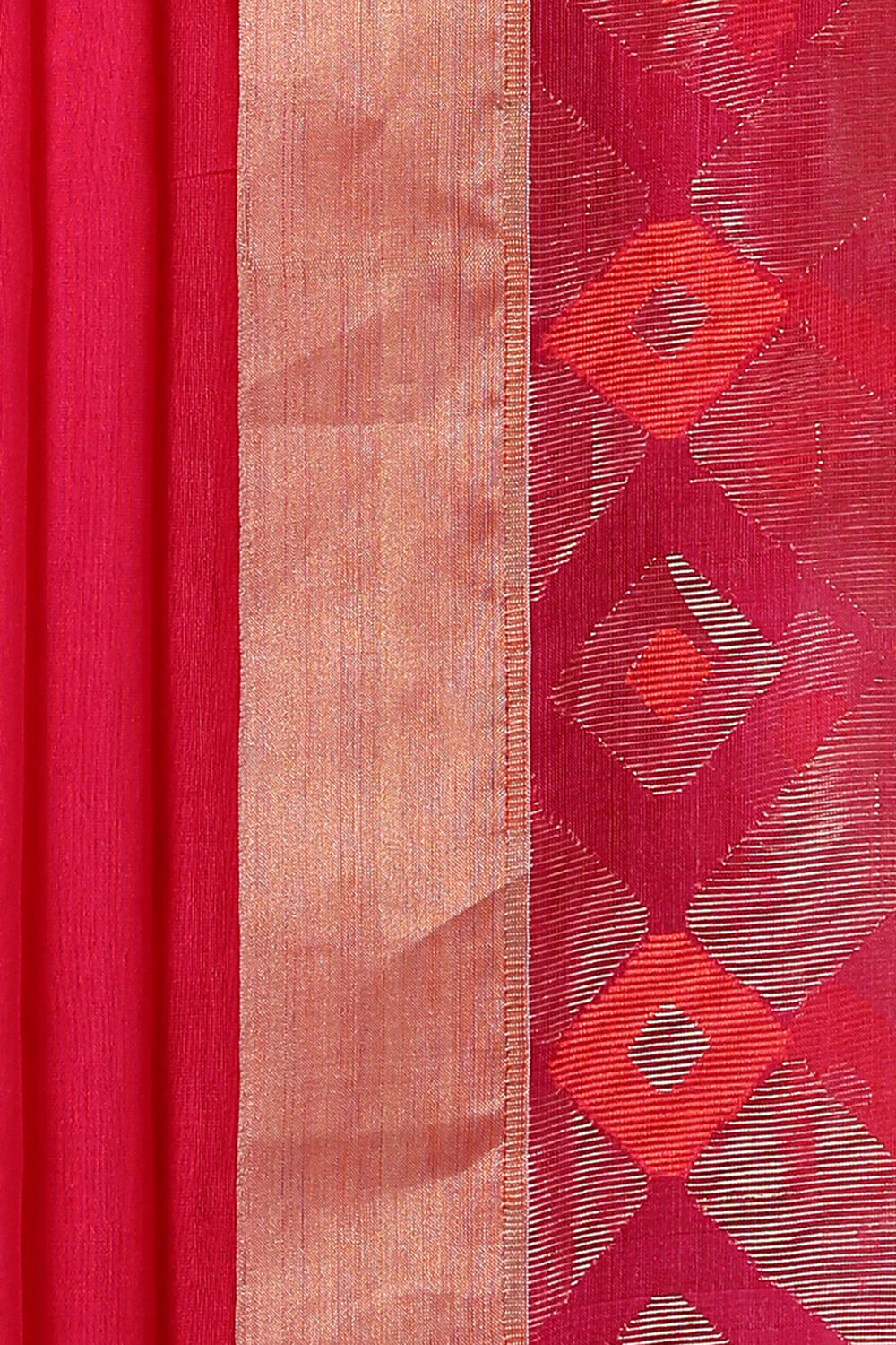 Dark Pink Pure Silk Cotton Bengal Saree image number null