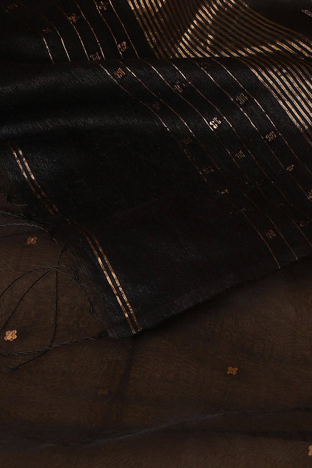 Black Pure Silk Bengal Saree image number null