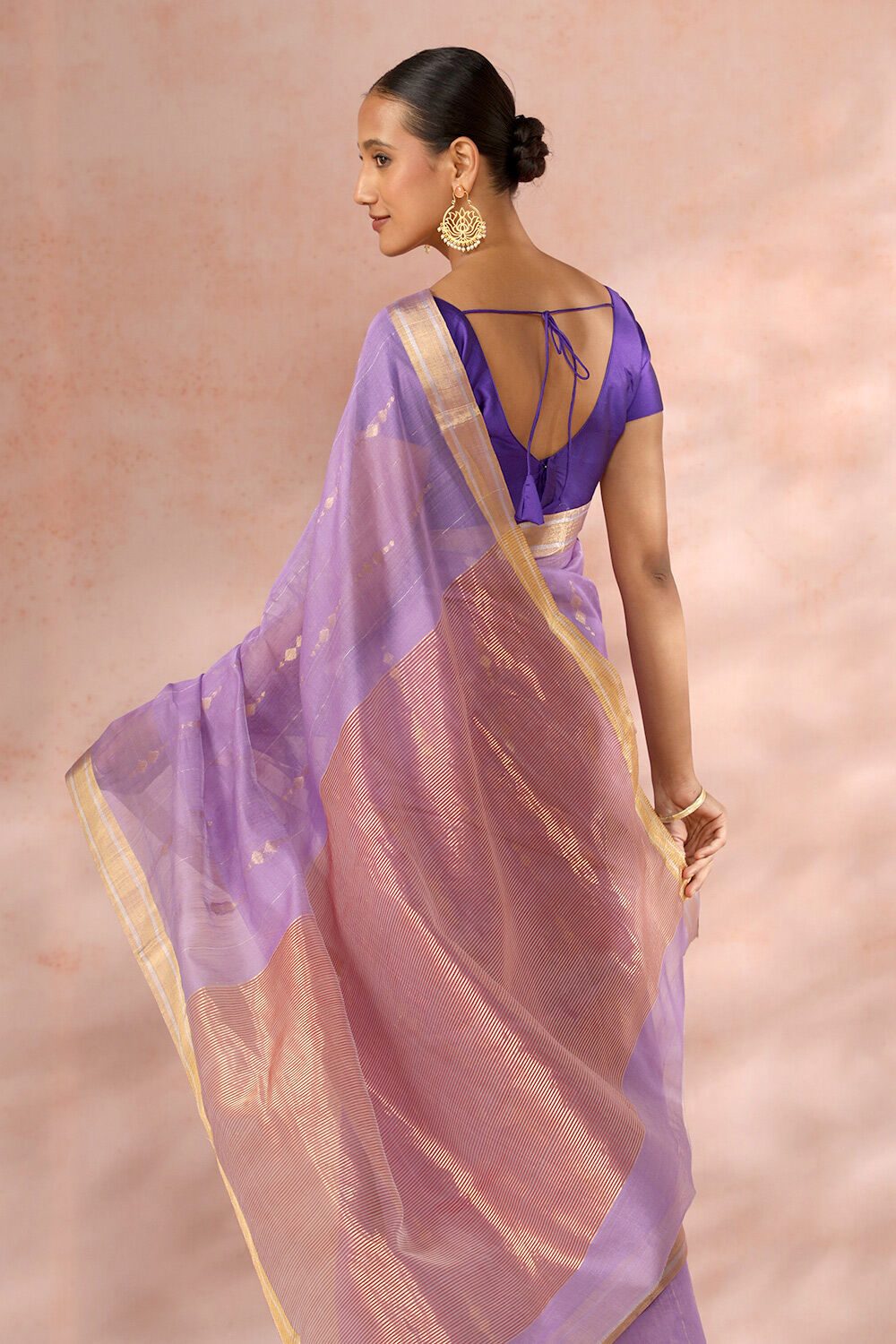 Purple Chanderi Pure Silk Cotton Woven Saree image number null