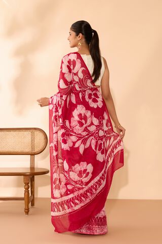 Dark Pink Ujjain Pure Cotton Batik Saree thumbnail image number null