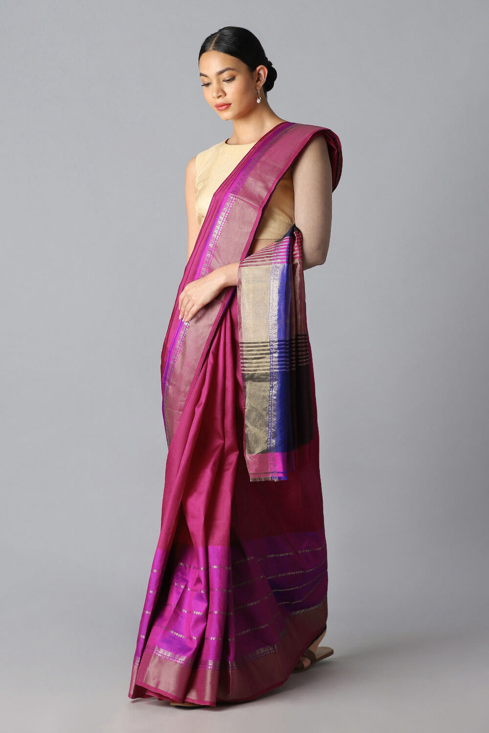 Pink Pure Silk Contemporary Saree image number null