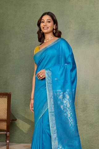 Blue Chattisgarh Woven Pure Tussar Silk Saree image number