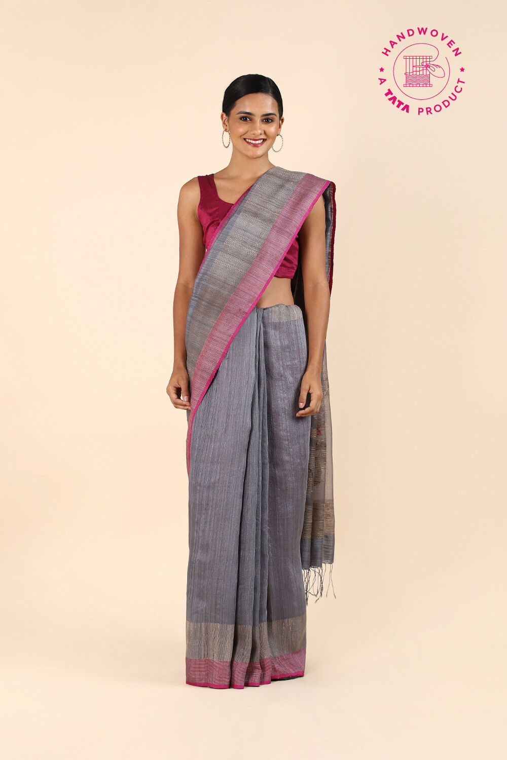 Grey Pure Silk Vanya Jamdani Saree image number null