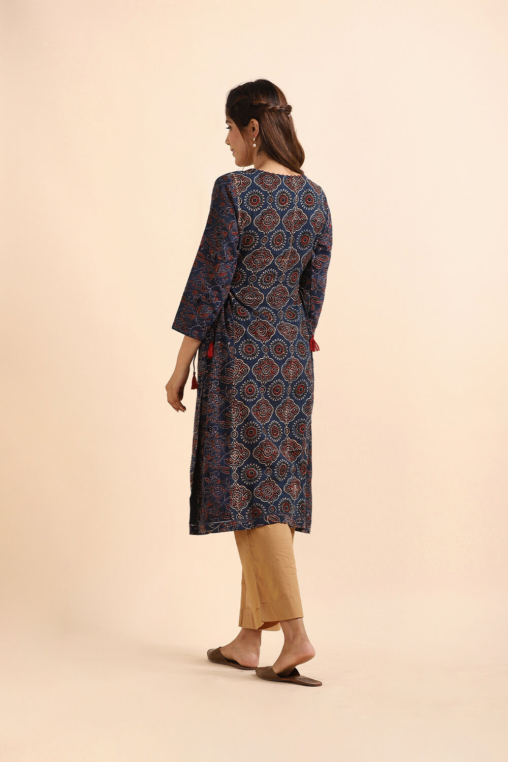 Blue Ajrakh Block Printed Cotton Kurta image number null