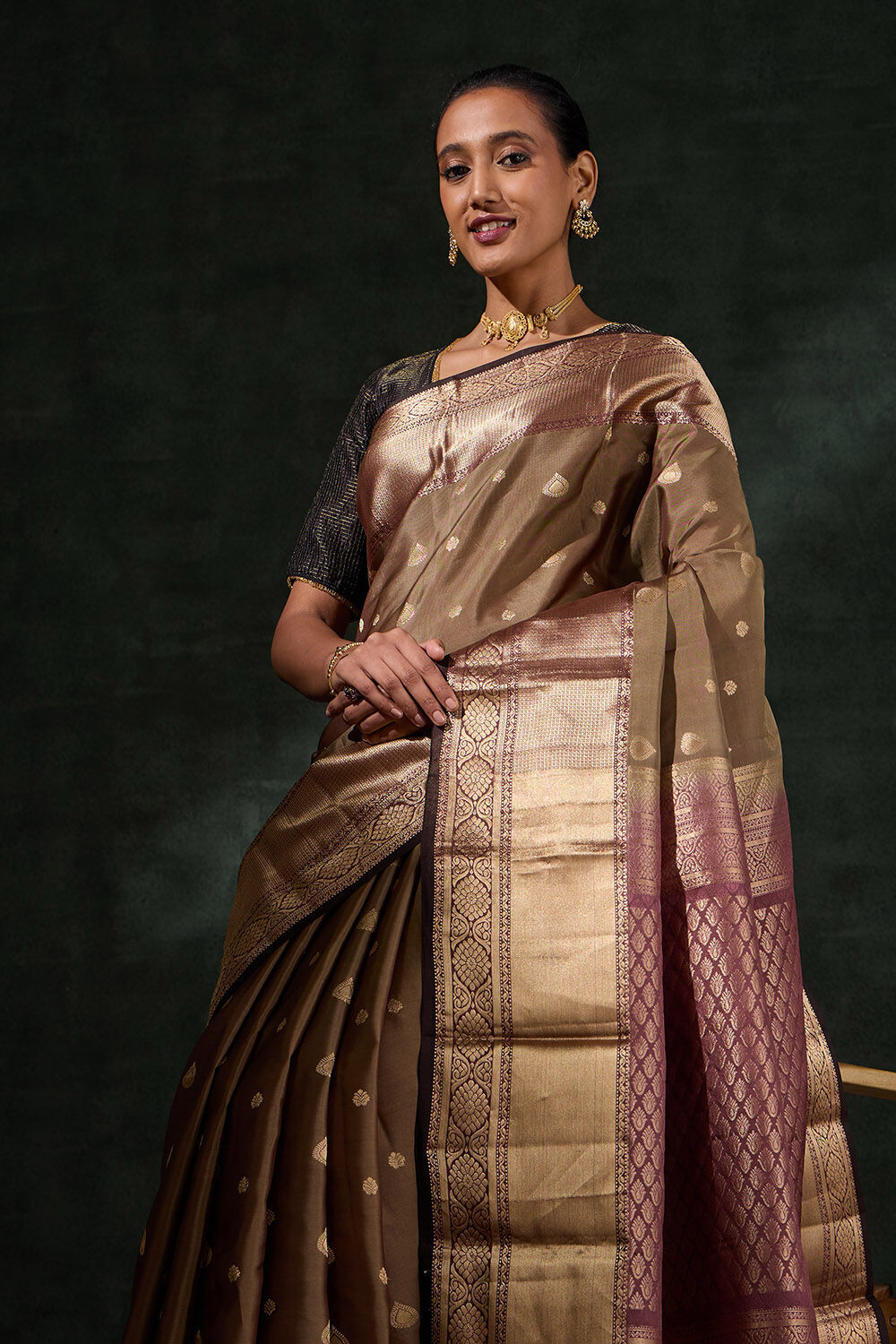 Light Green Woven Silk Viscose Saree image number null