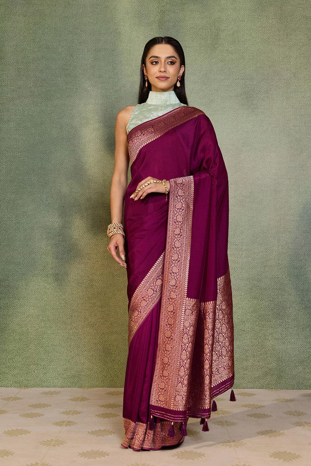 Purple Woven Design Pure Viscose Saree image number null