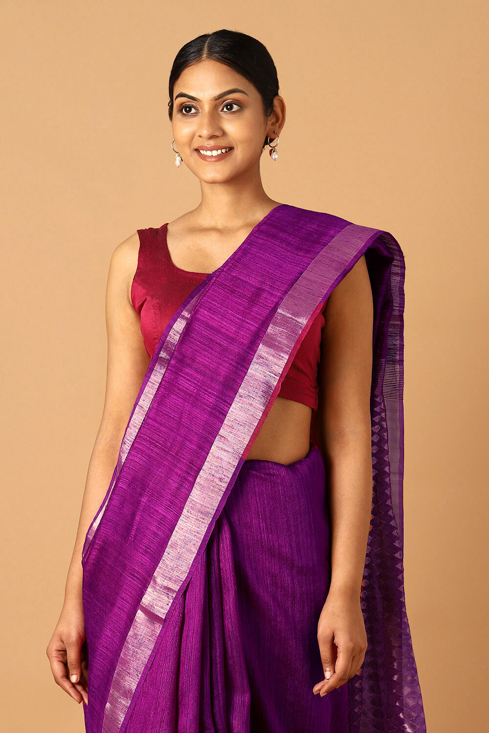 Purple Pure Silk Vanya Jamdani Saree image number null