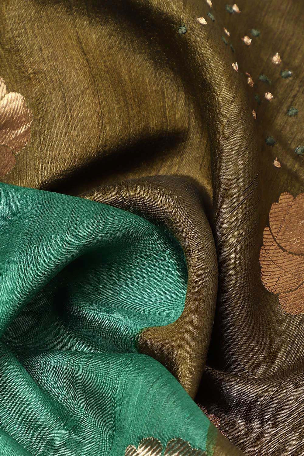 Brown Pure Silk Tussar Printed Saree image number null