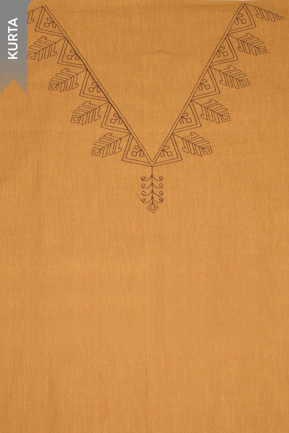 Dark Yellow Embroidered Pure Cotton Unstitched Suit Set image number null