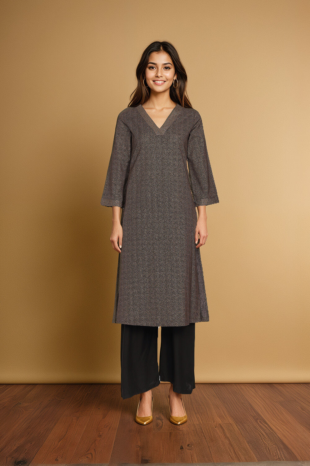 Black Embroidery Pure Cotton Kurta | Taneira Online Store