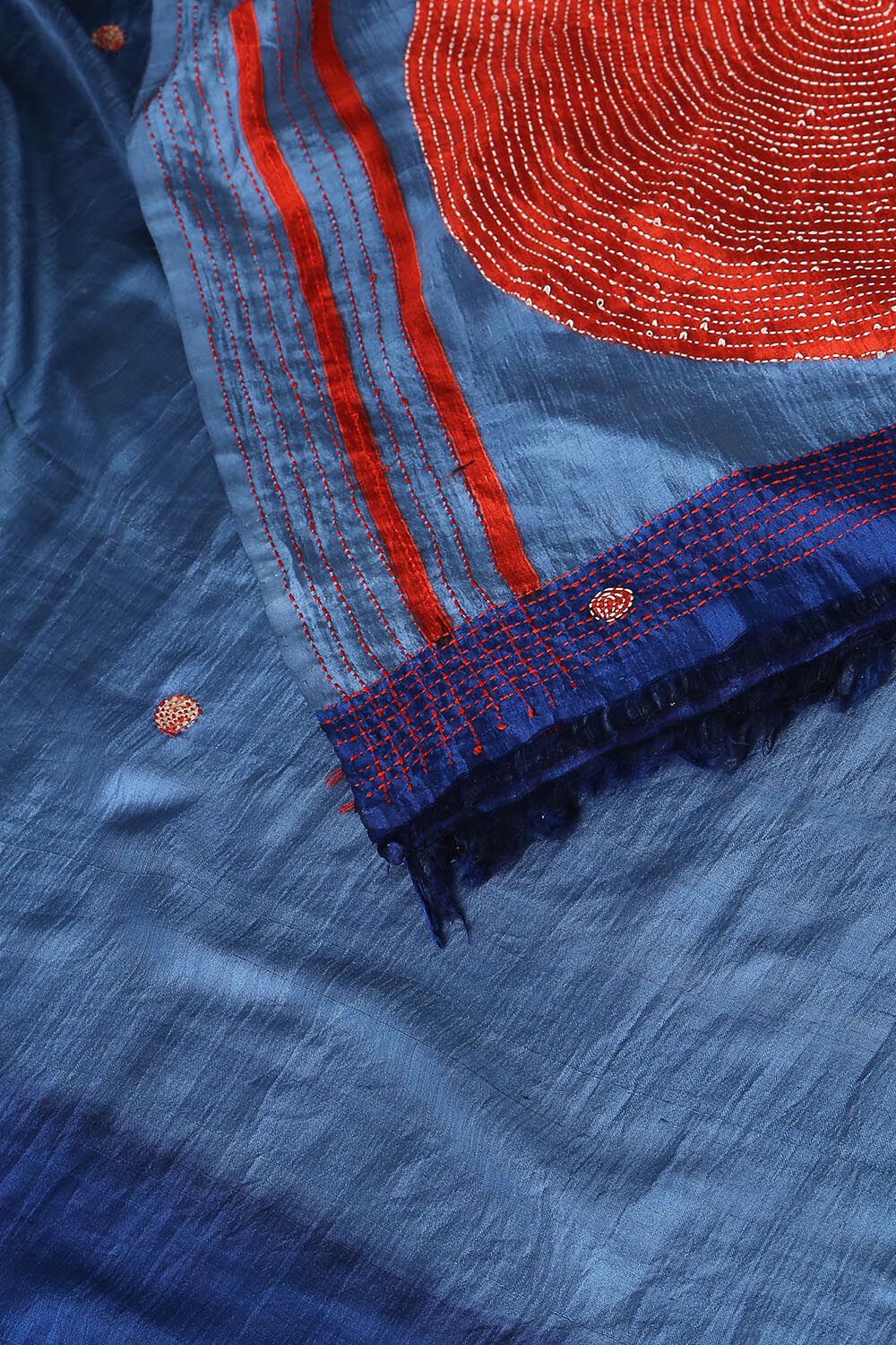 Blue Pure Silk Hand Painted Saree image number null