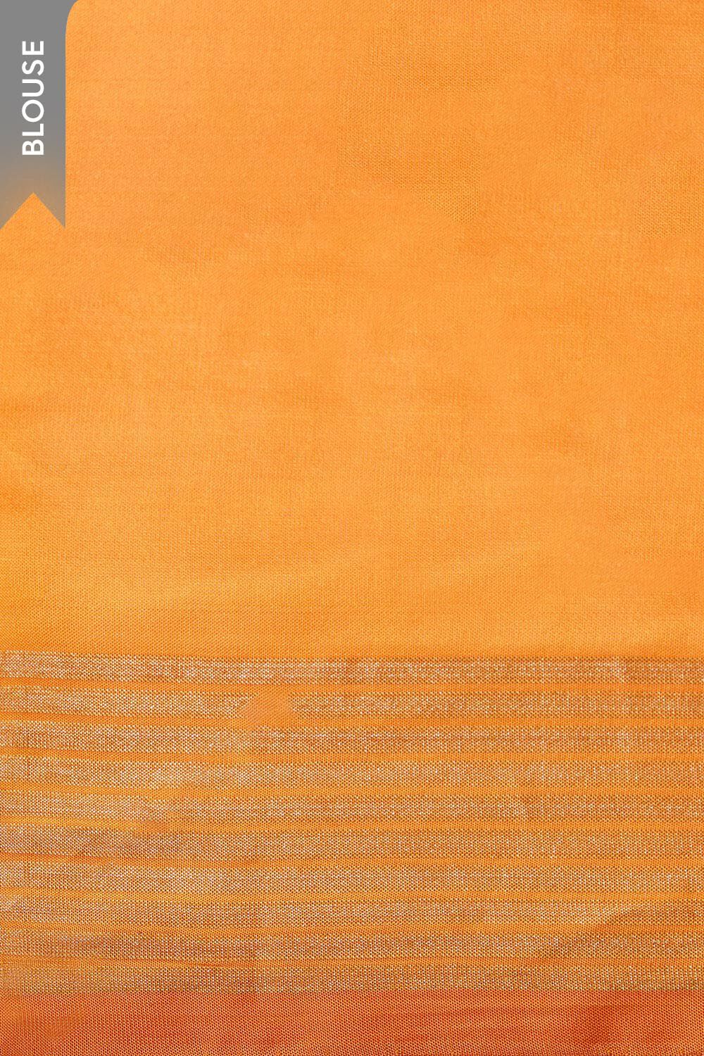 Orange Silk Viscose Cutwork Banaras  Saree image number null