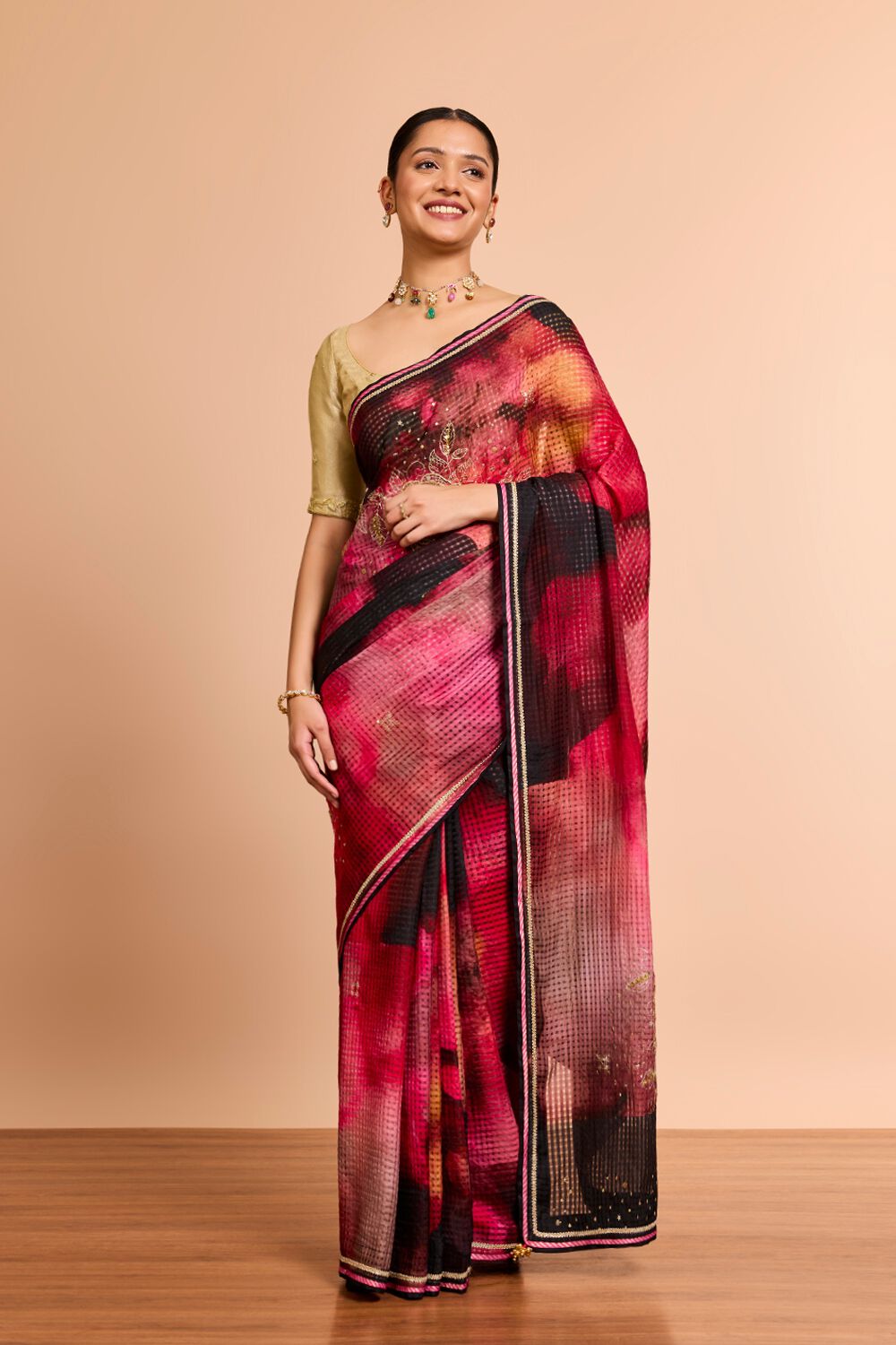 Multi Pure Silk Cotton Printed Embroidered Saree image number null