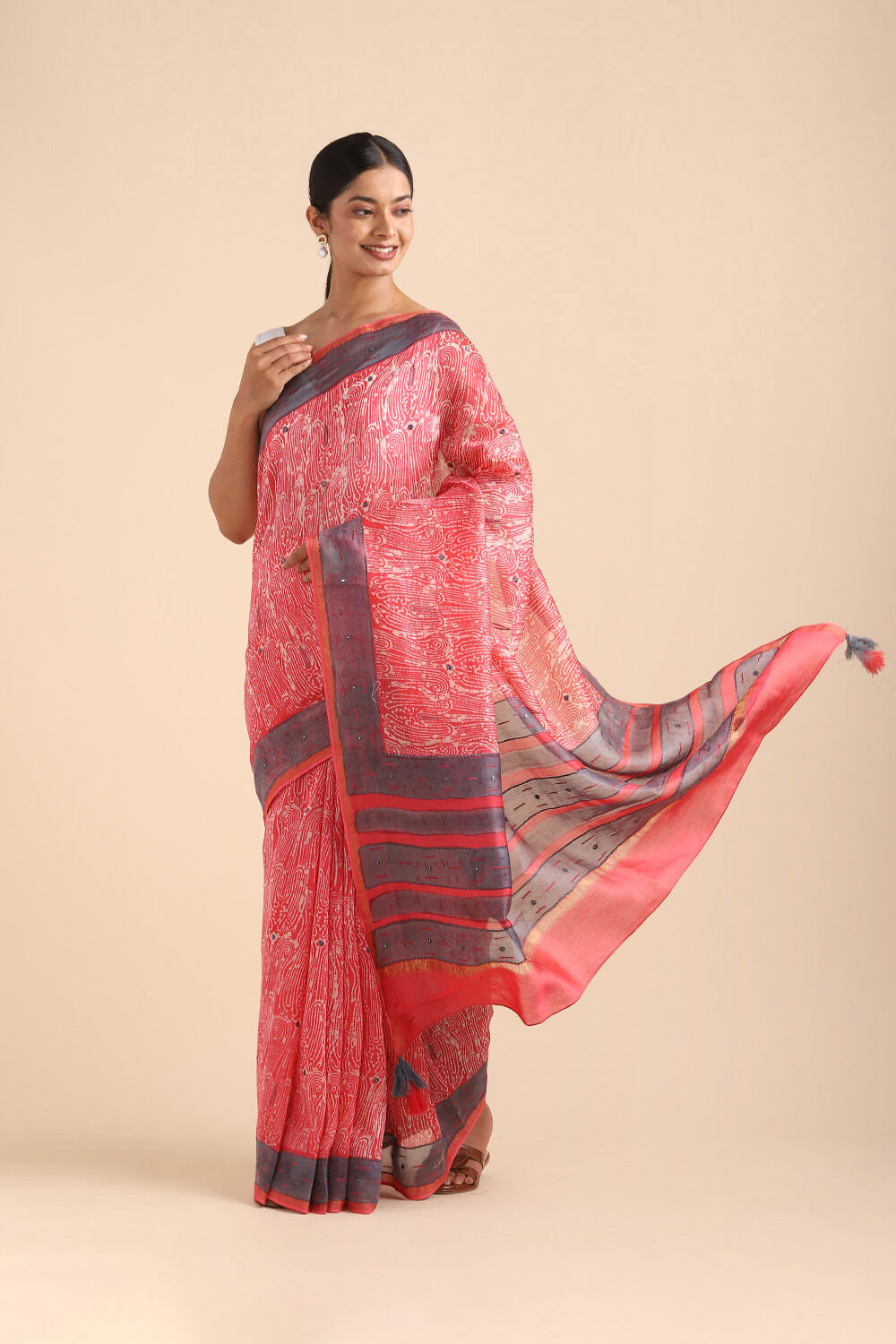 Pink Pure Silk Cotton Chanderi Saree image number null