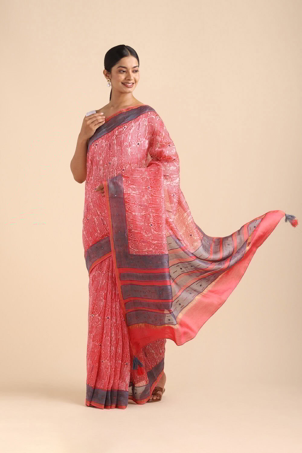 Pink Pure Silk Cotton Chanderi Saree image number null