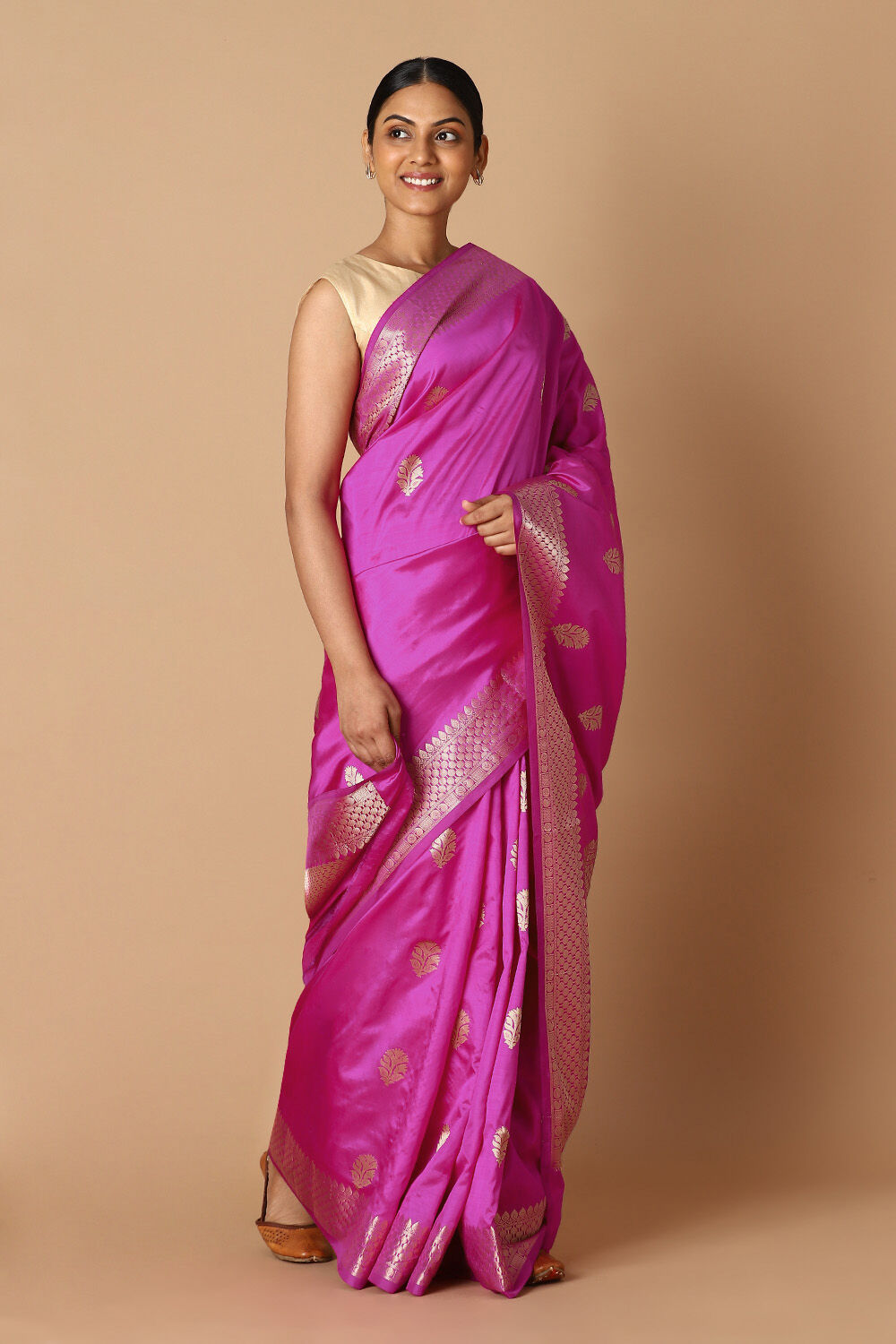 Dark Pink Pure Silk Banarasi Saree image number null