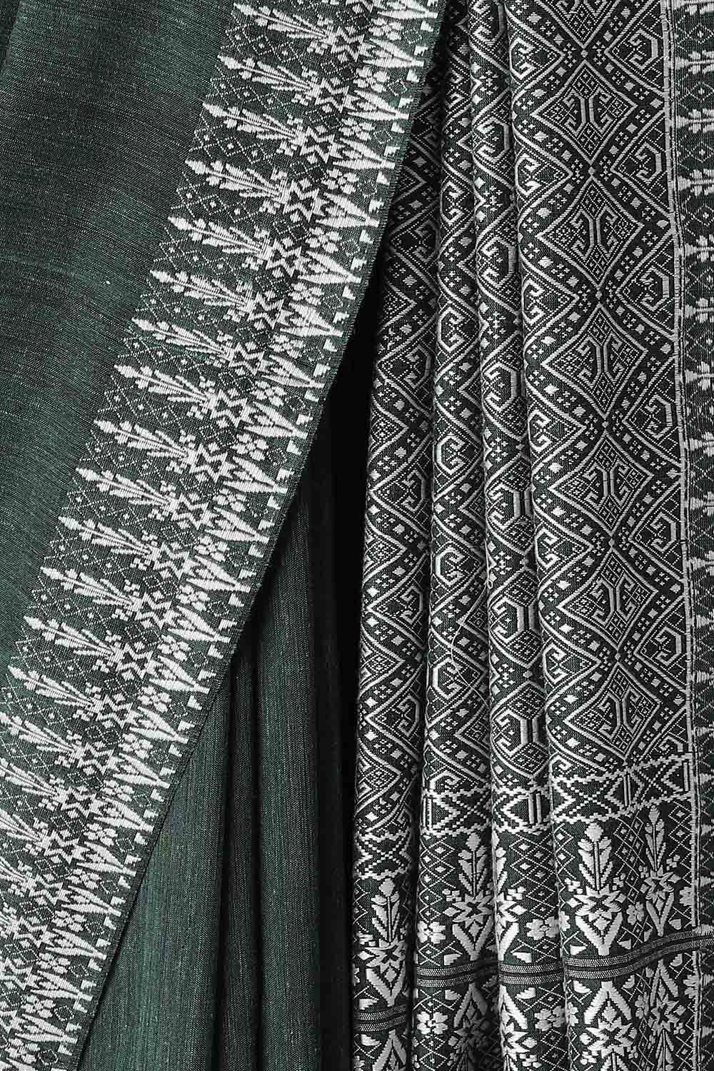 Dark Green Modal Eri Assam Saree image number null