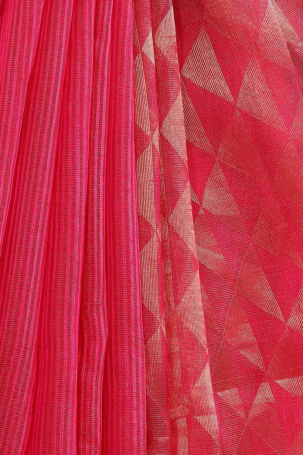 Dark Pink Pure Silk Vanya Bengal Saree image number null