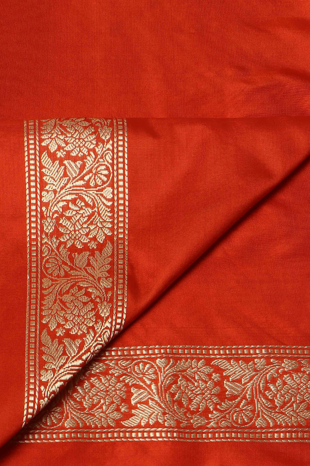 Dark Orange Pure Silk Banarasi Saree image number null