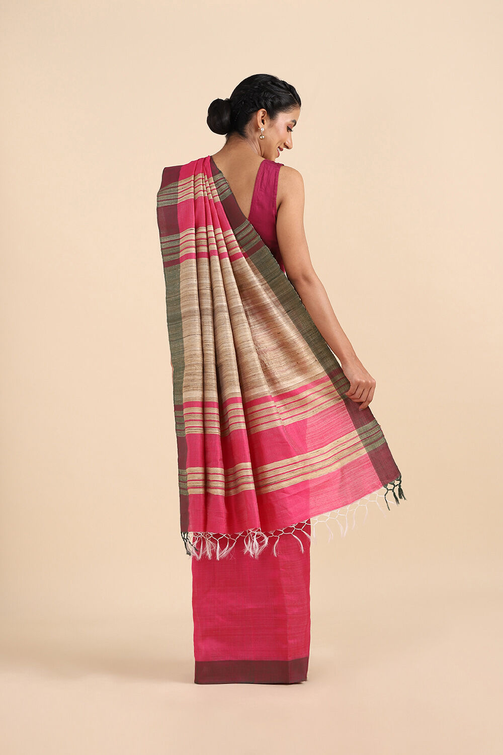 Pink Silk Viscose Bhagalpuri Saree image number null