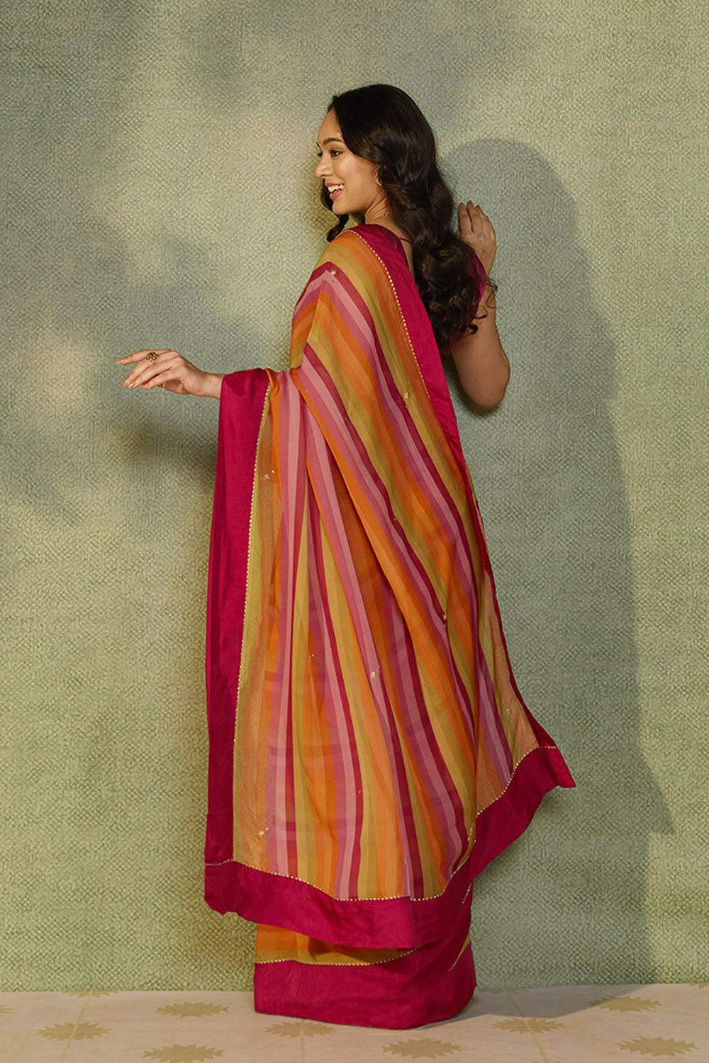 Multicoloured Printed Viscose Organza Saree image number null