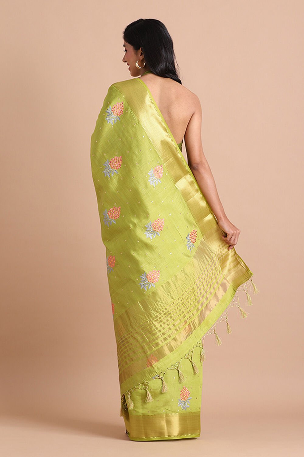 Green Pure Embroidered Saree image number null