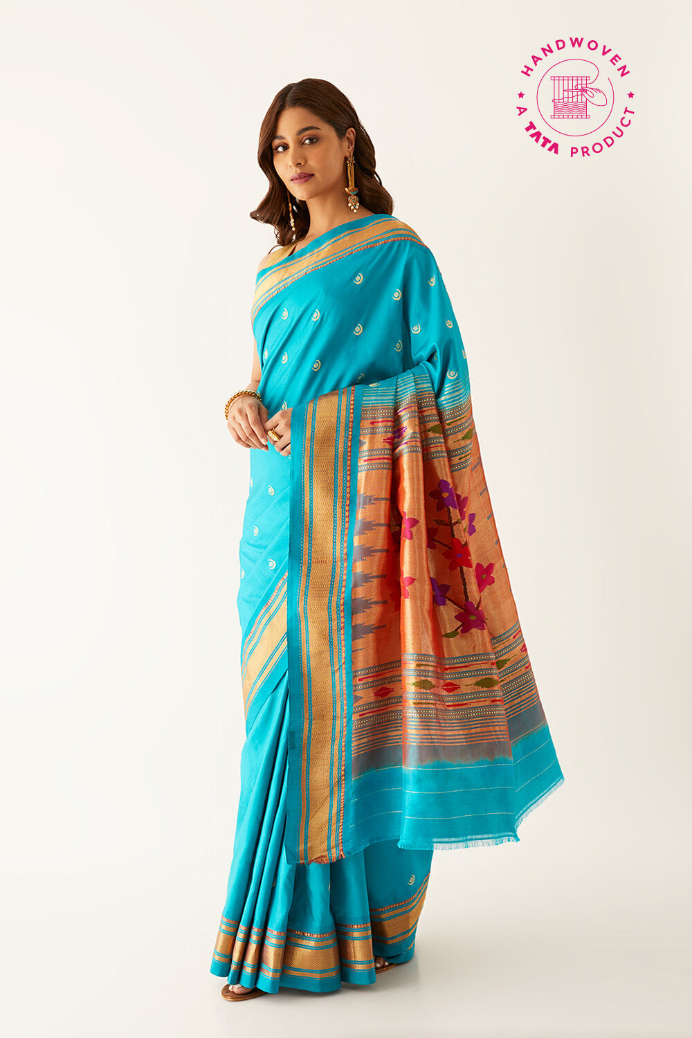 Blue Pure Silk Paithani Saree image number null