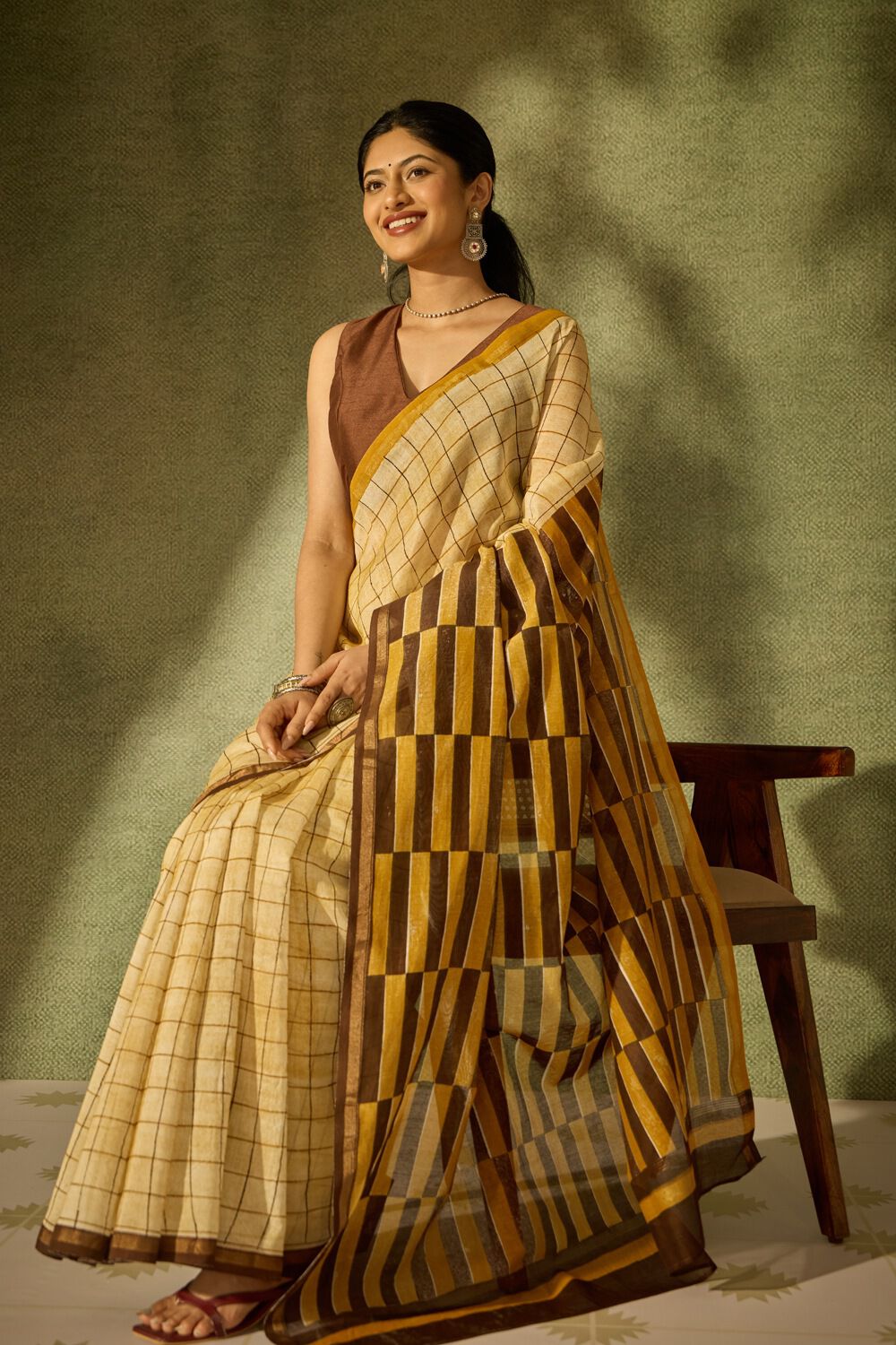 Yellow Rajasthan Pure Silk Cotton Printed Sanganeri Saree image number null