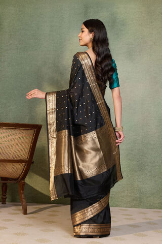 Black Silk Viscose Cutwork Banarasi Saree thumbnail image number null