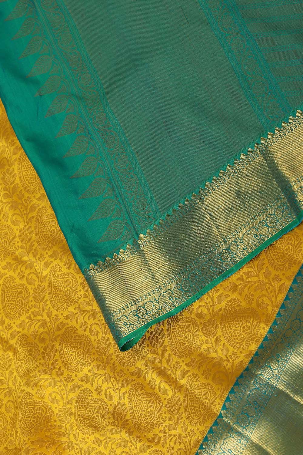 Yellow Pure Silk Kanjivaram Saree image number null