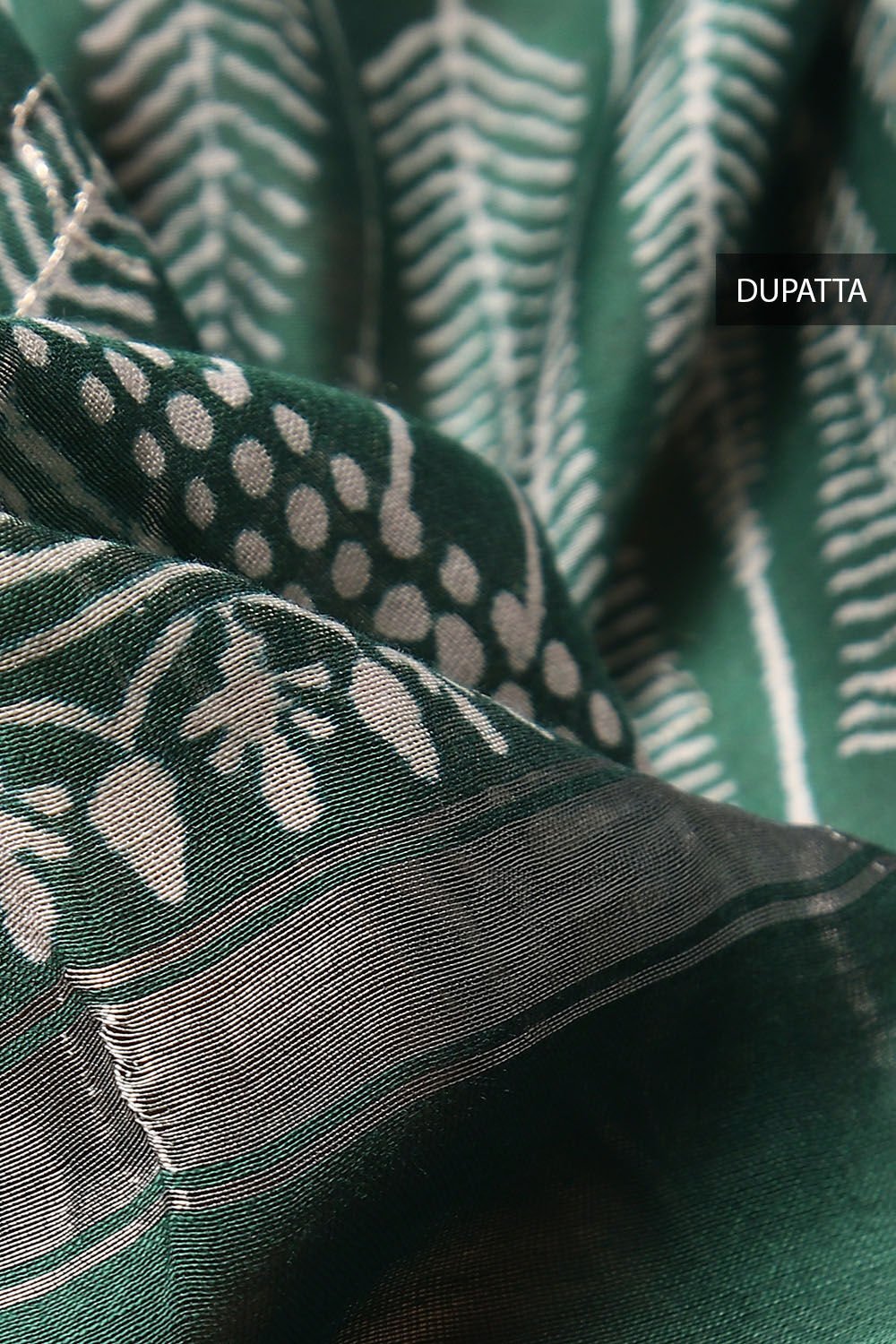 Dark Green Embroidered Silk CottonUnstitched Suit Set image number null
