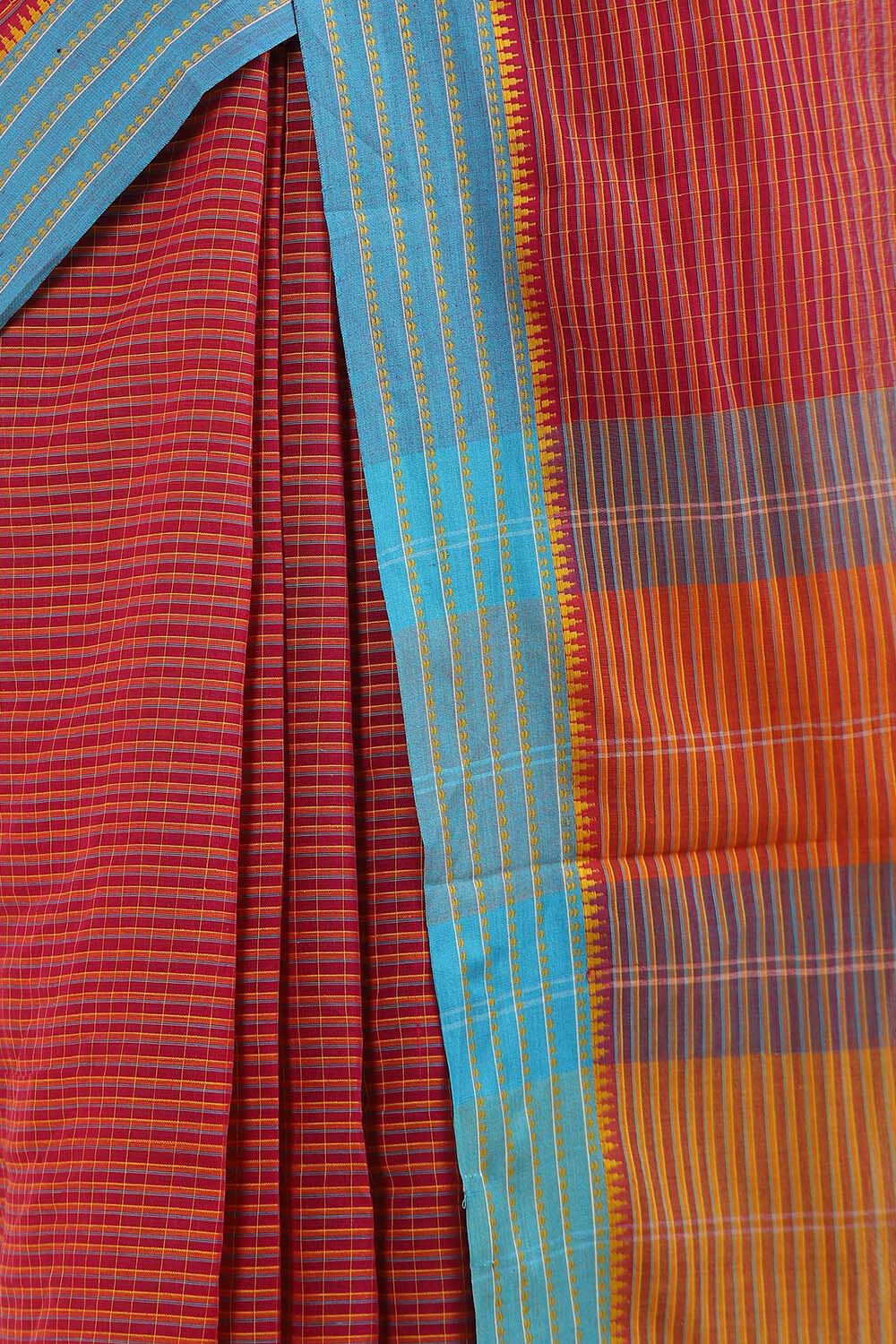 Red Pure Cotton Naranyanpet Saree image number null