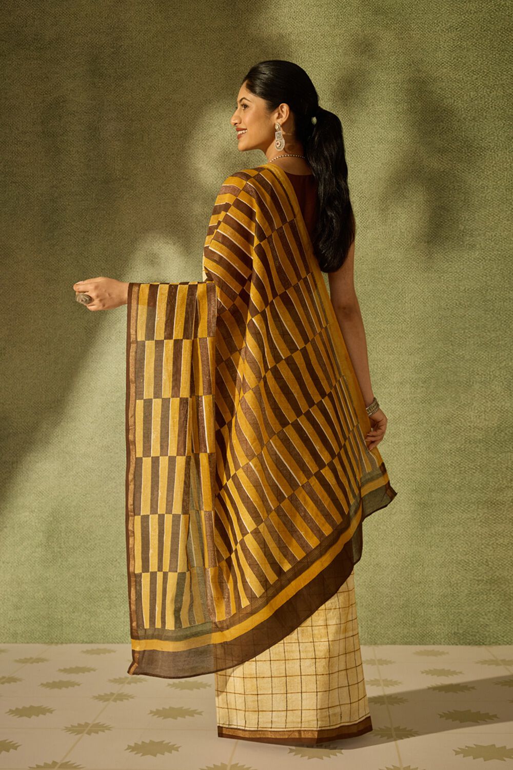 Yellow Rajasthan Pure Silk Cotton Printed Sanganeri Saree image number null