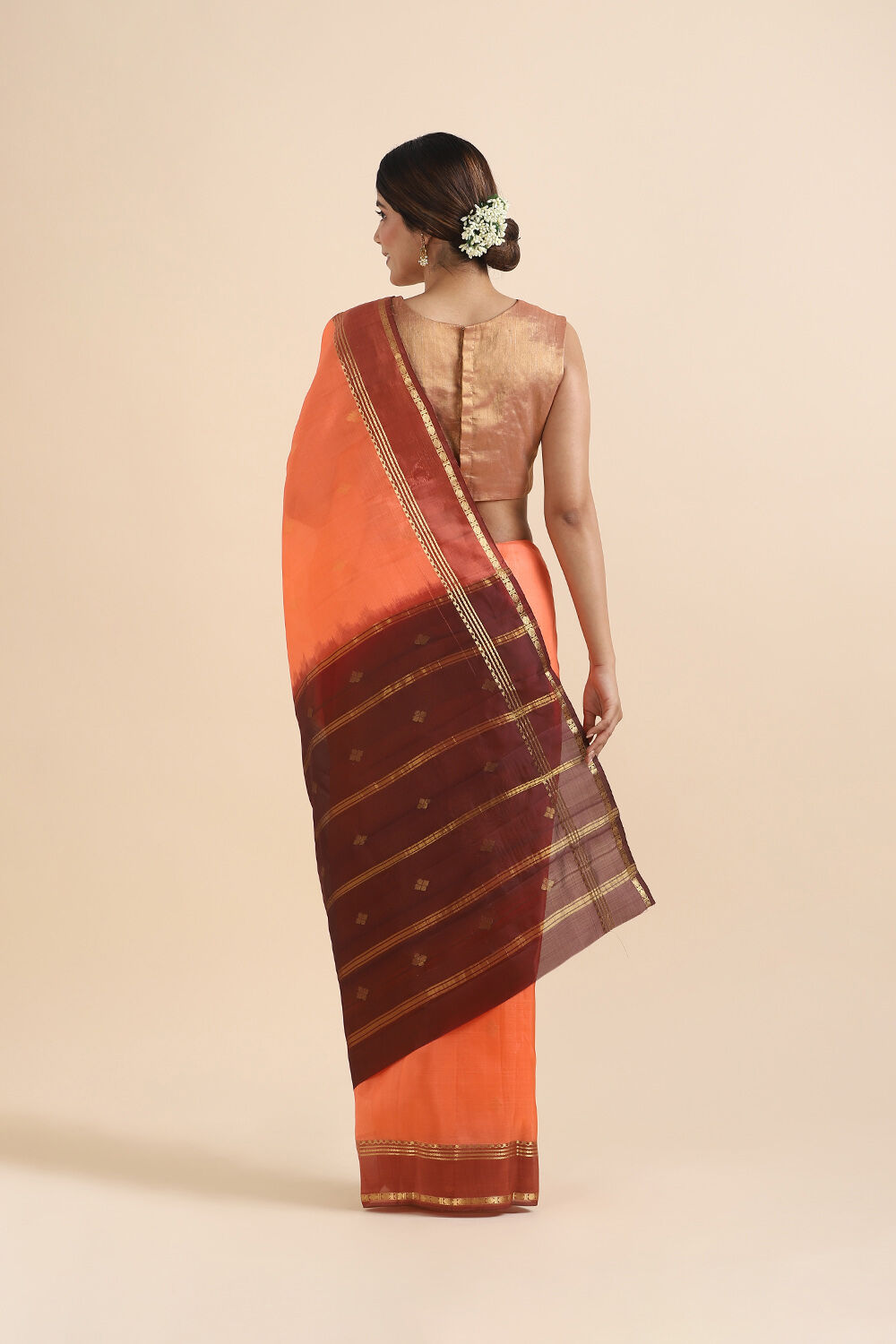 Light Orange Pure Silk South Saree image number null