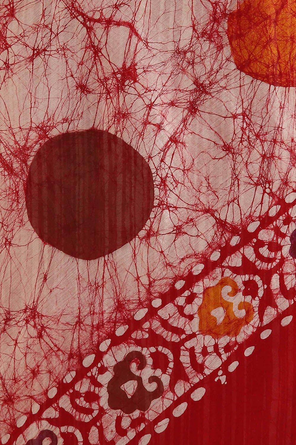 Red Pure Silk Cotton Batik Saree image number null