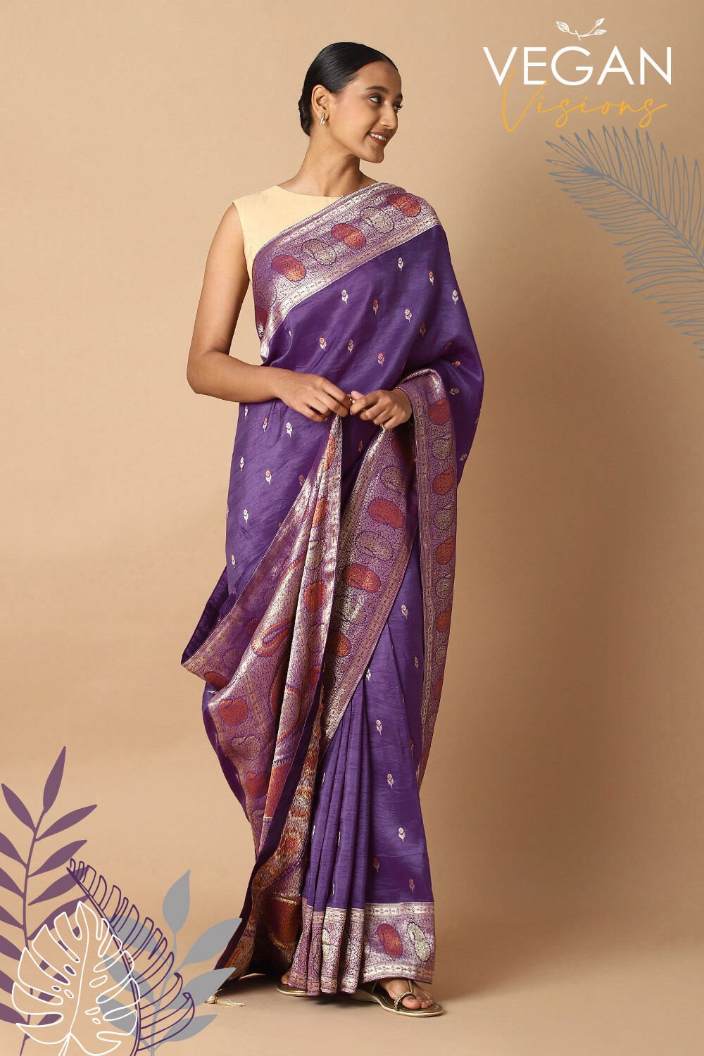 Purple Pure Luxe Vegan Saree image number null